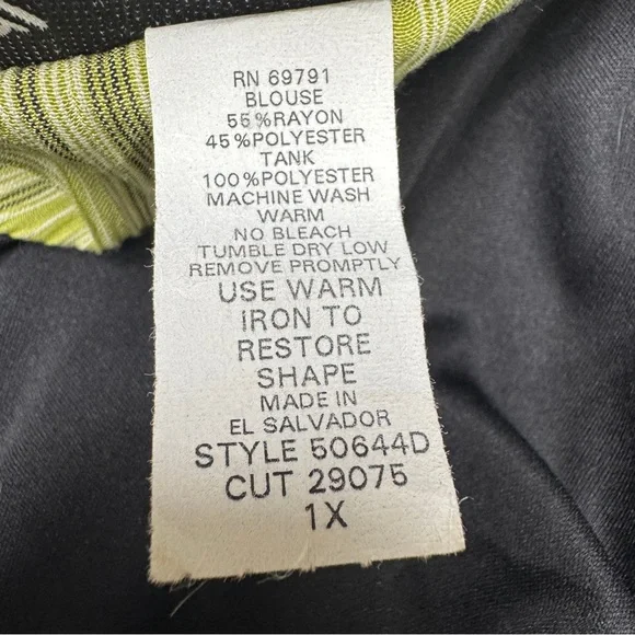 Gloria Lance Green Striped Button-Up Blouse - Picture 7 of 10